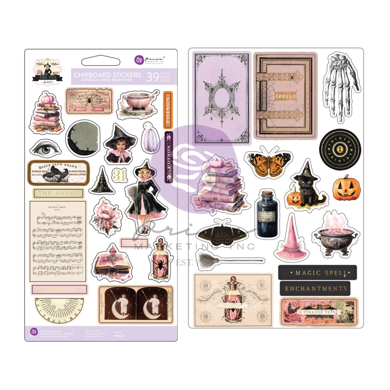 Magic Spell Collection Chipboards - 39 pcs w foil details chipboard stickers